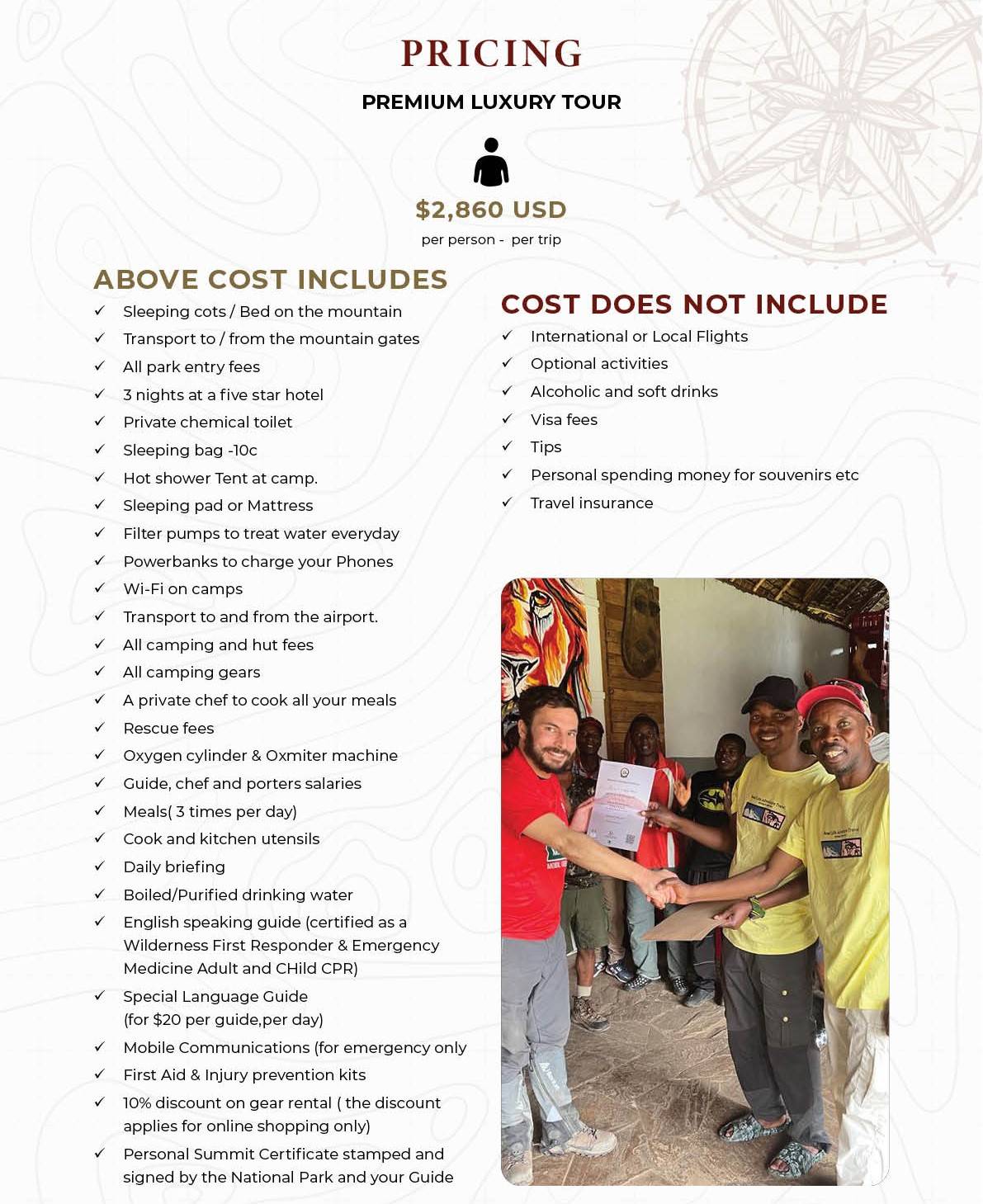 RLAT 6 Day Umbwe Luxury Price