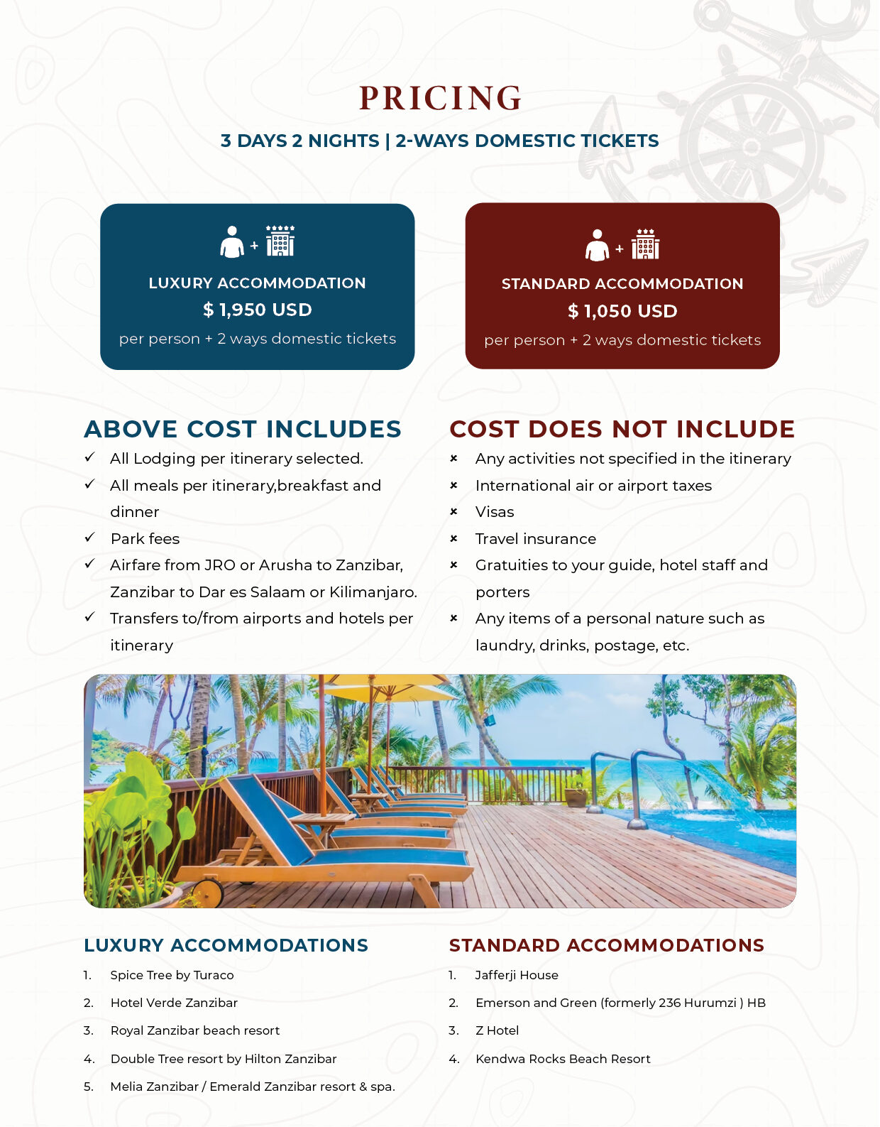 3 Days 2 Nights Zanzibar Island Tour — package pricing